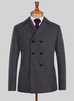 Highlander Charcoal Tweed Pea Coat - StudioSuits