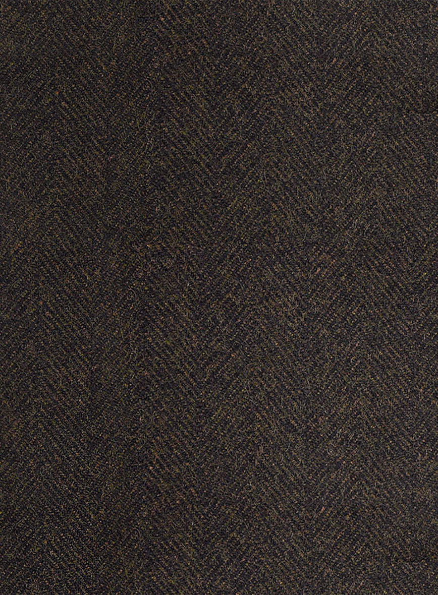 Highlander Heavy Dark Brown Herringbone Tweed Pea Coat - StudioSuits