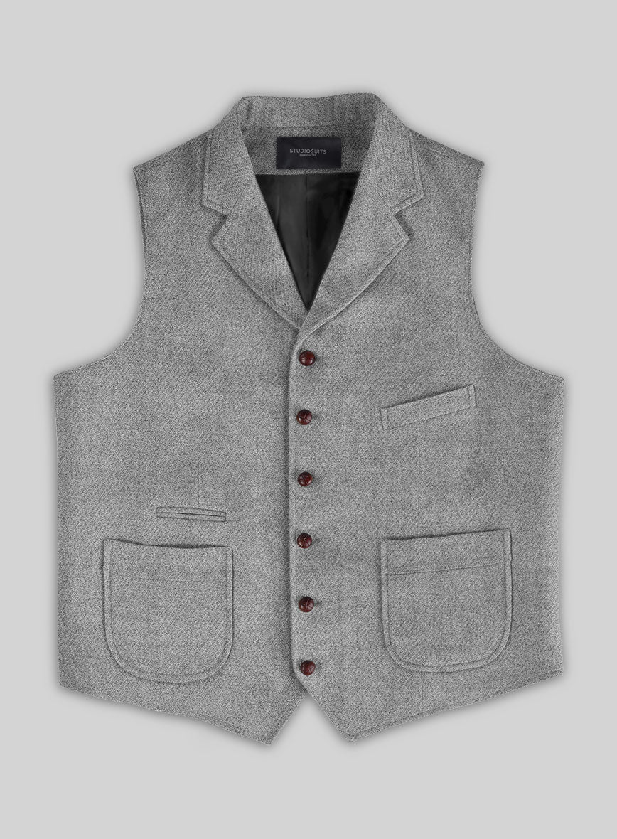 Highlander Light Gray Tweed Hunting Vest StudioSuits