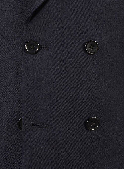 Huddersfield Dark Blue Pure Wool Double Breasted Blazer - StudioSuits