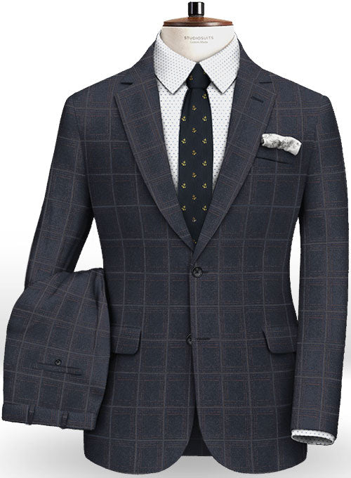 Italian Blue Checks Angora Wool Suit - StudioSuits