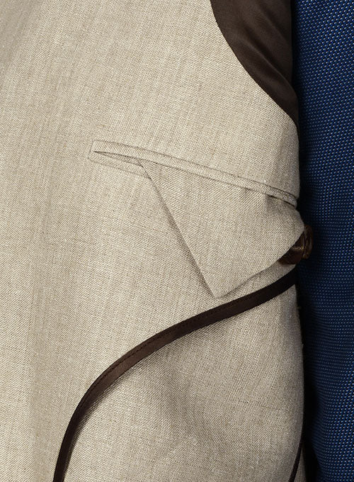Italian Casa Beige Unstructured Linen Jacket - StudioSuits