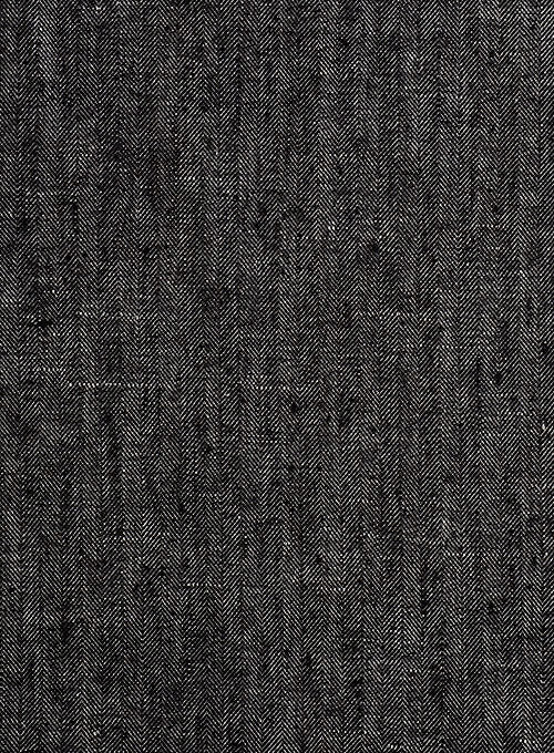 Italian Dark Gray Herringbone Linen Jacket - StudioSuits