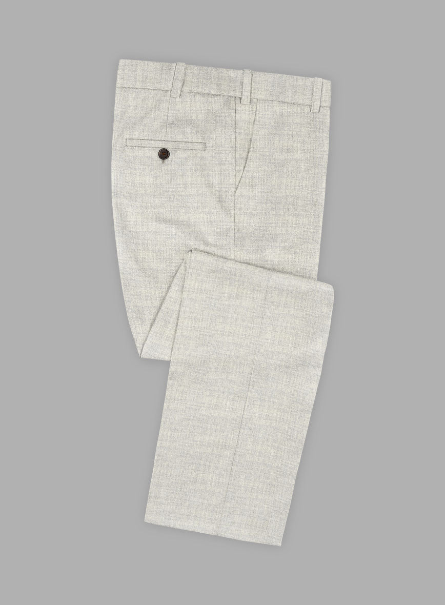 Italian Aime Ivory Gray Wool Pants - StudioSuits