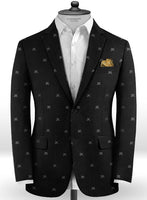 Italian Black Butterfly Wool Suit - StudioSuits