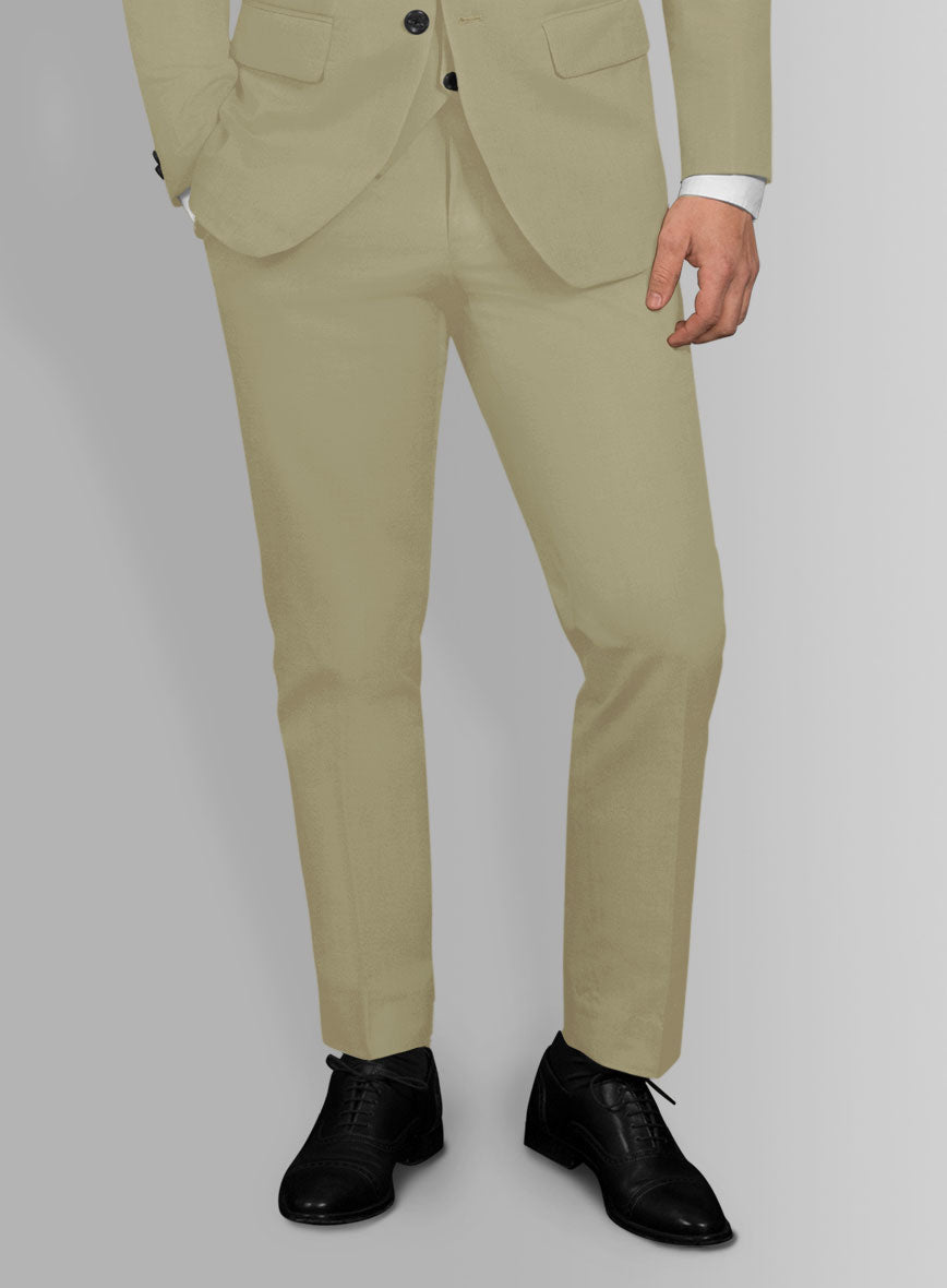 Italian Dark Tan Cotton Stretch Pants - StudioSuits