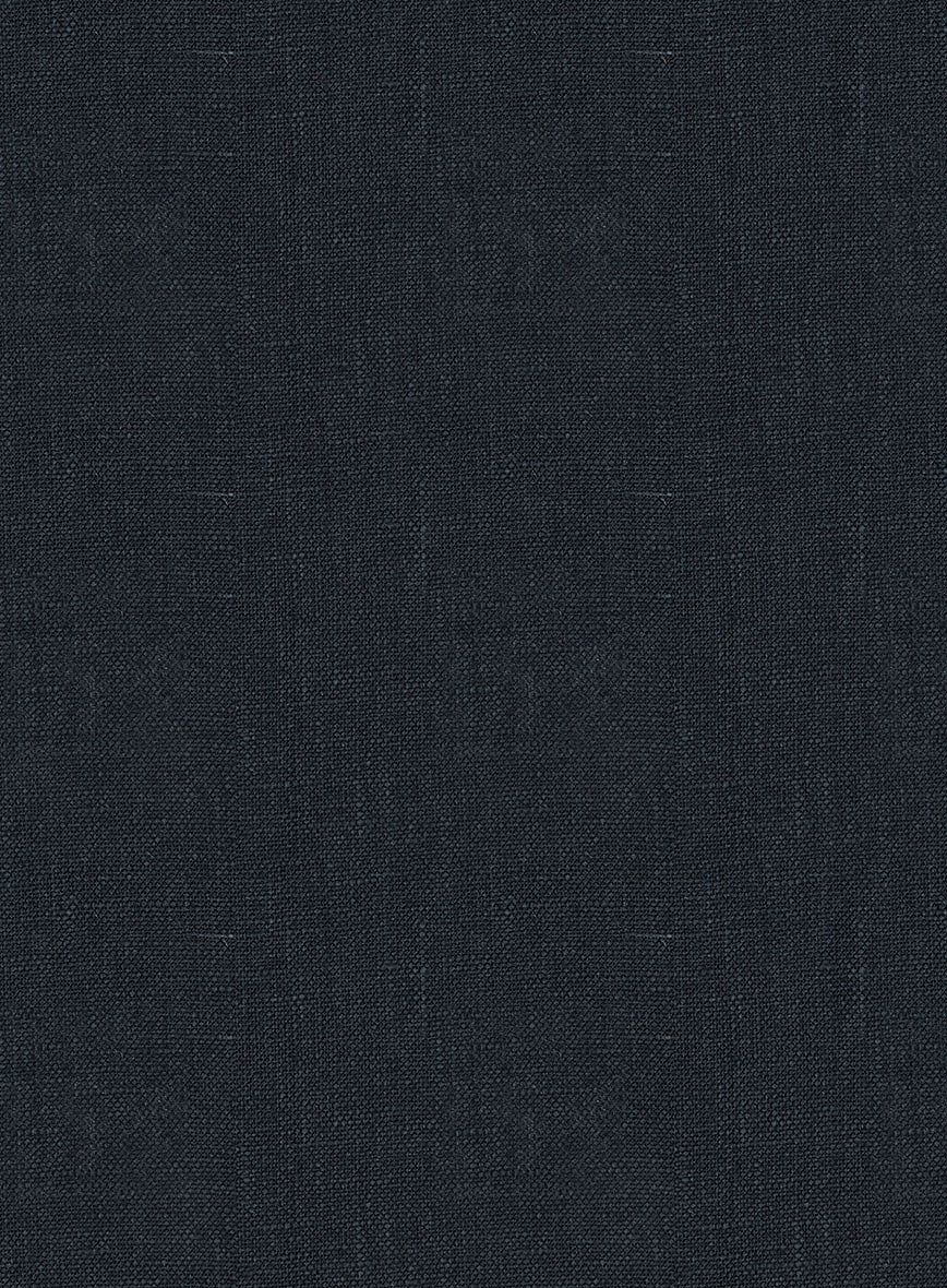 Italian Dark Blue Linen Pants - StudioSuits