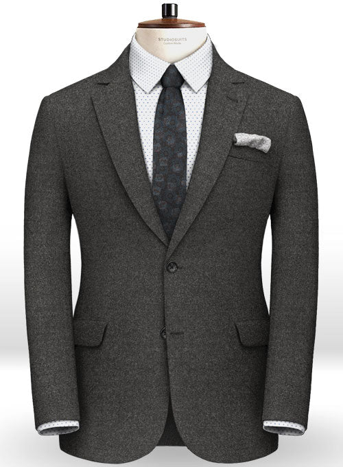 Italian Flannel Dark Gray Wool Jacket - StudioSuits
