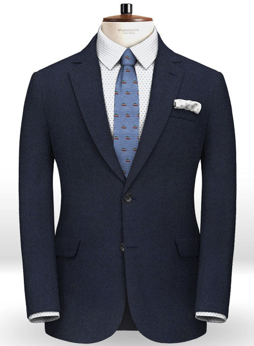 Italian Flannel Lux Blue Wool Jacket - StudioSuits
