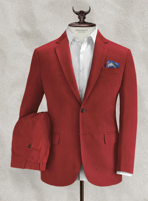 Italian Gimson Red Cotton Stretch Suit – StudioSuits