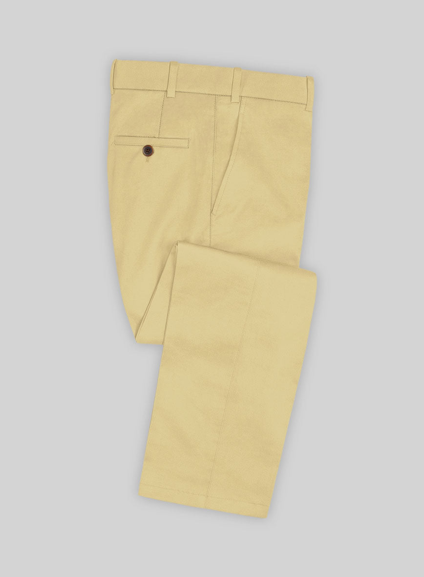 Italian Latte Beige Cotton Stretch Pants - StudioSuits