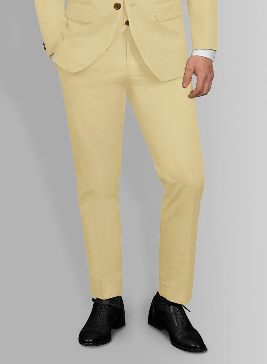 Italian Latte Beige Cotton Stretch Pants - StudioSuits