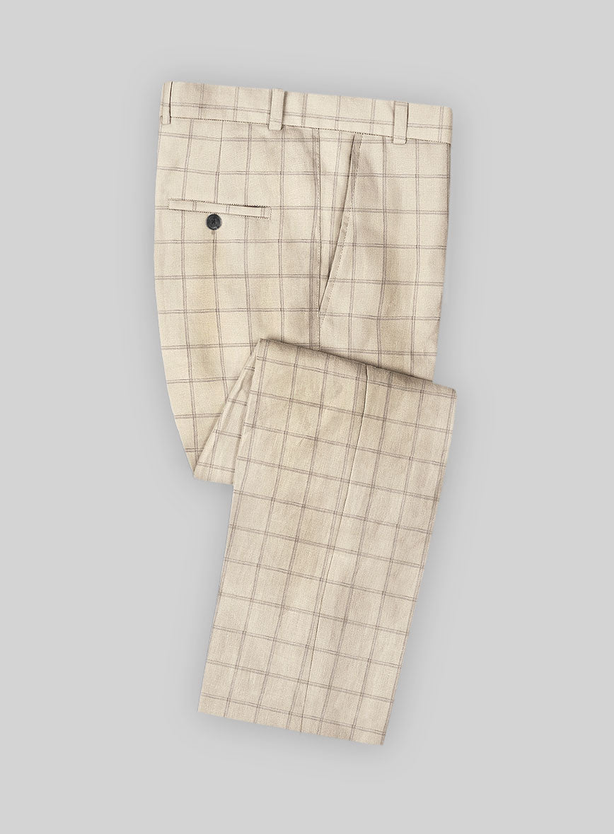 Italian Linen Acubo Checks Pants - StudioSuits