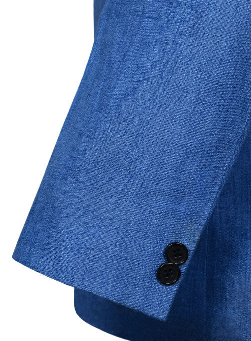 Italian Matte Blue Linen Jacket - StudioSuits