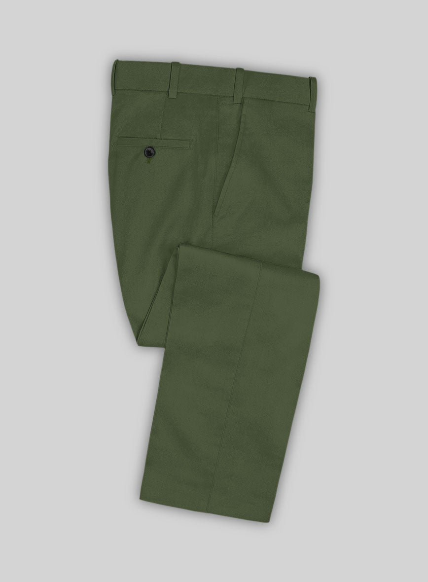 Italian Military Green Cotton Stretch Pants – StudioSuits