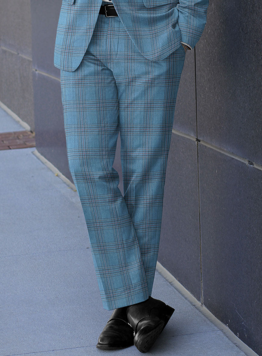 Italian Murano Beni Blue Wool Linen Silk Pants - StudioSuits