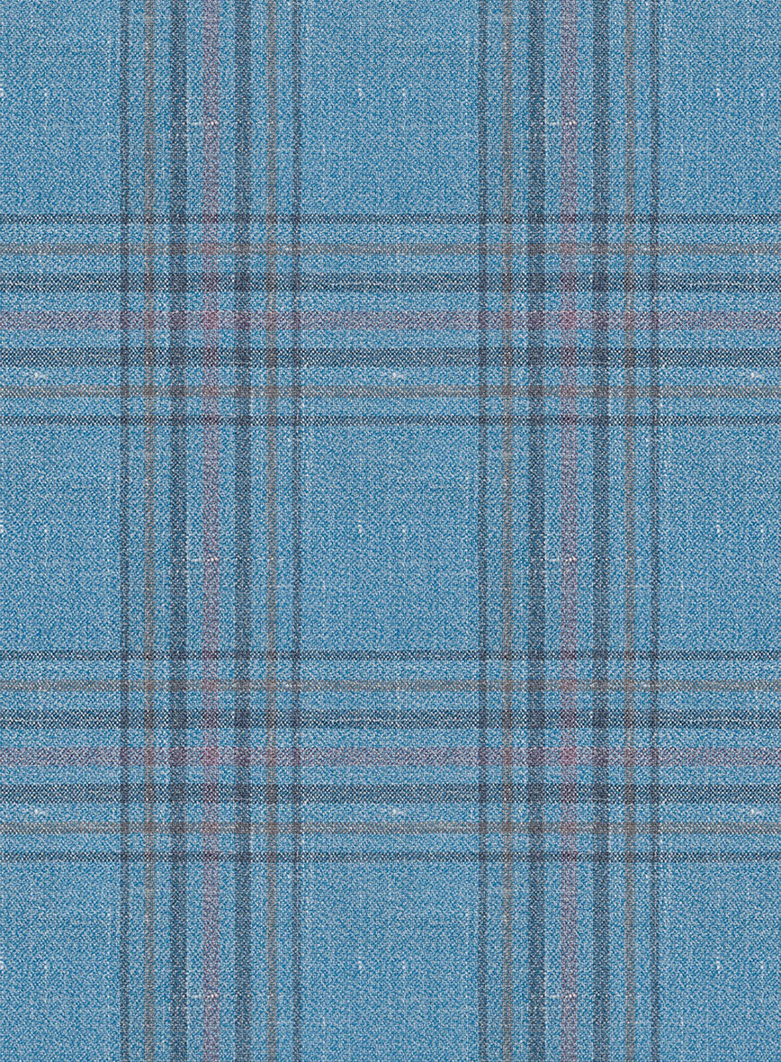 Italian Murano Beni Blue Wool Linen Silk Pants - StudioSuits