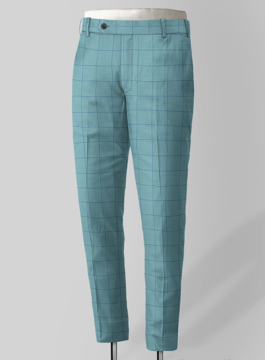 Italian Murano Domar Blue Wool Linen Silk Pants - StudioSuits