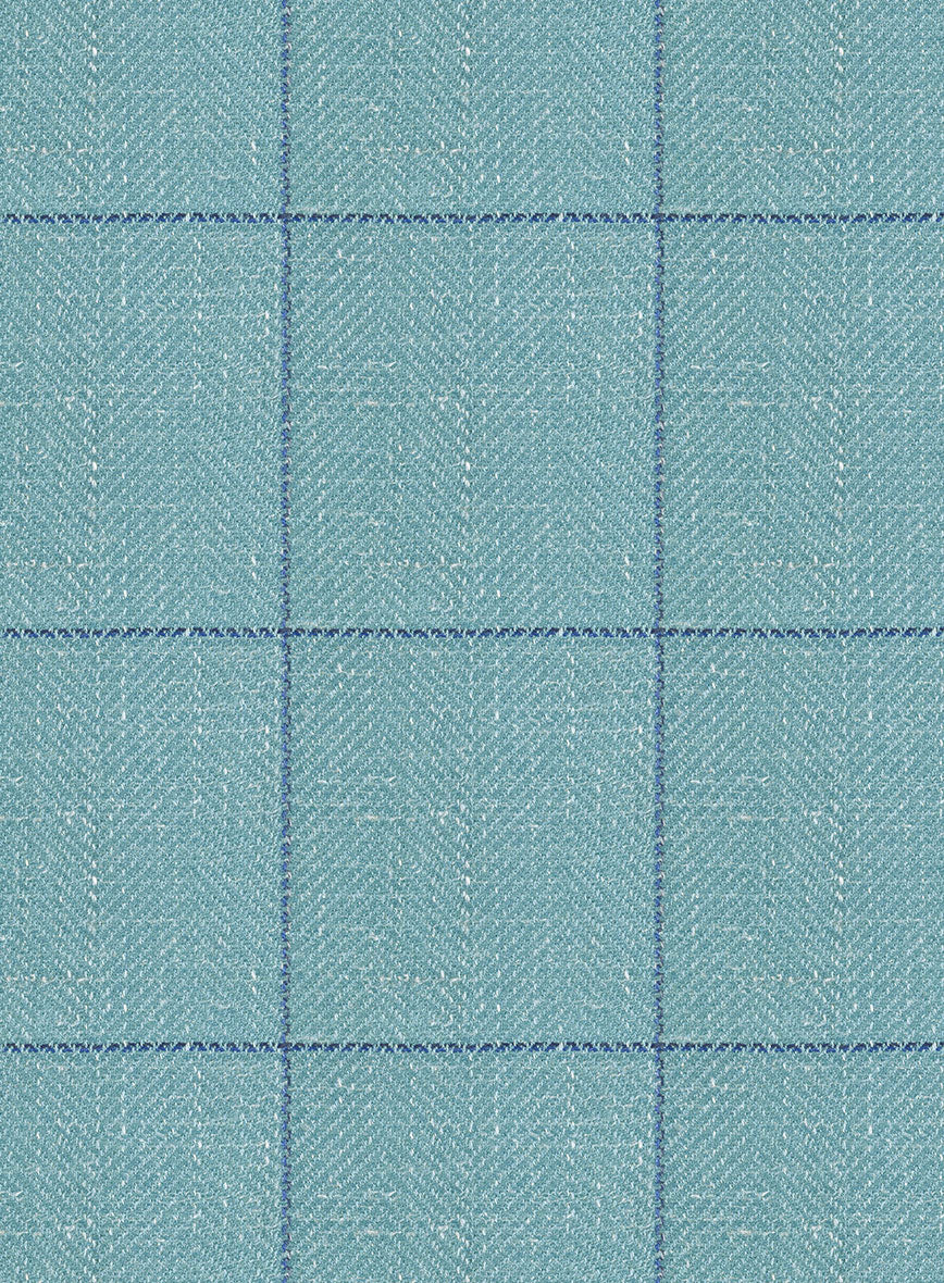 Italian Murano Domar Blue Wool Linen Silk Pants - StudioSuits