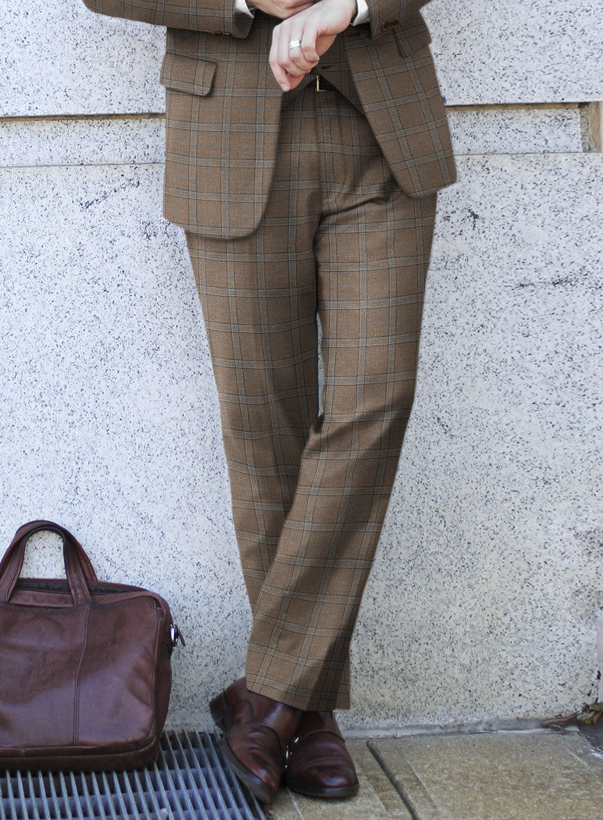 Italian Murano Igelu Brown Wool Linen Silk Pants - StudioSuits