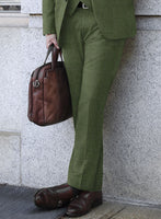 Italian Murano Josaya Green Wool Linen Silk Pants - StudioSuits