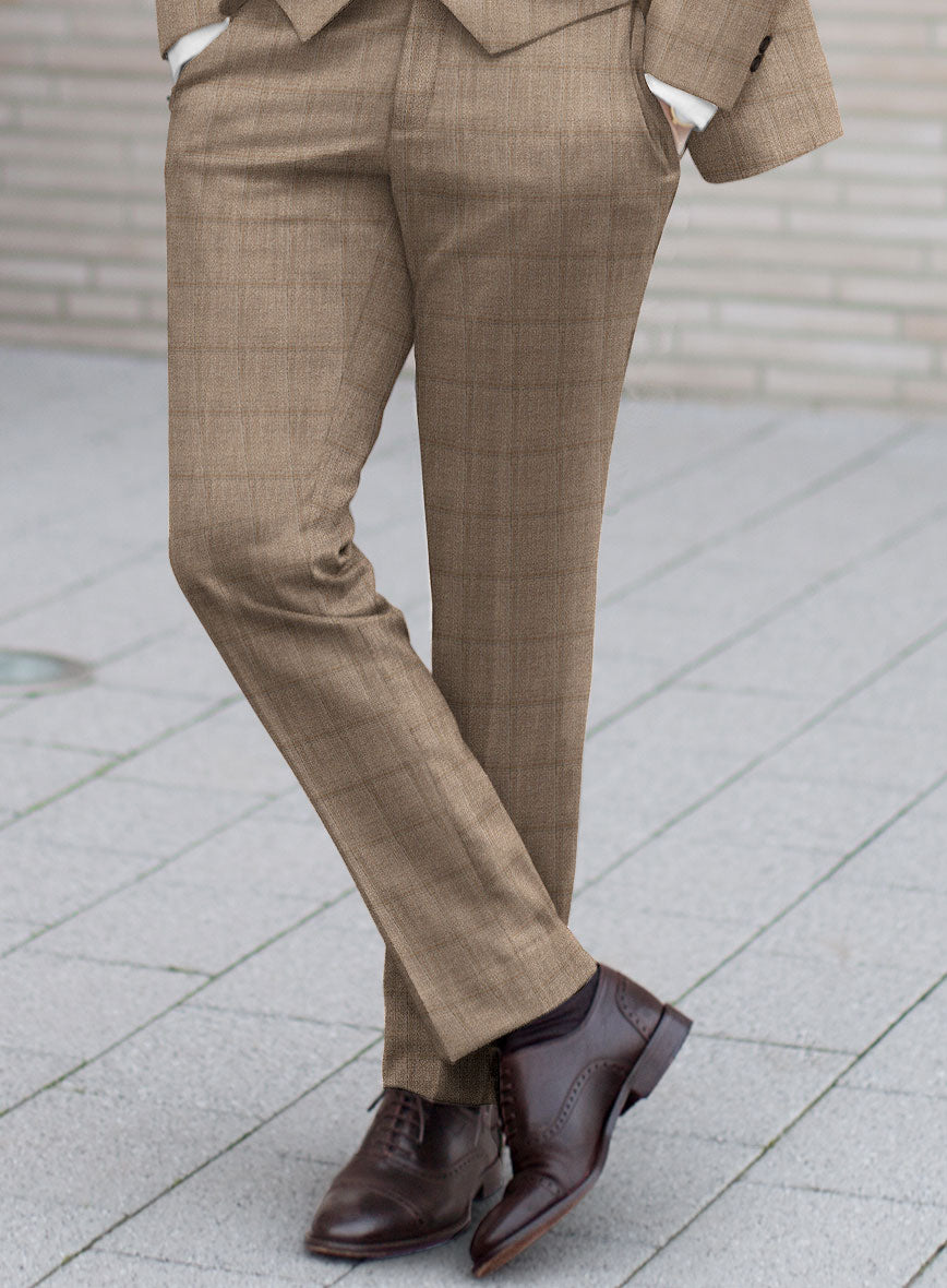 Italian Murano Padro Brown Wool Linen Silk Pants - StudioSuits