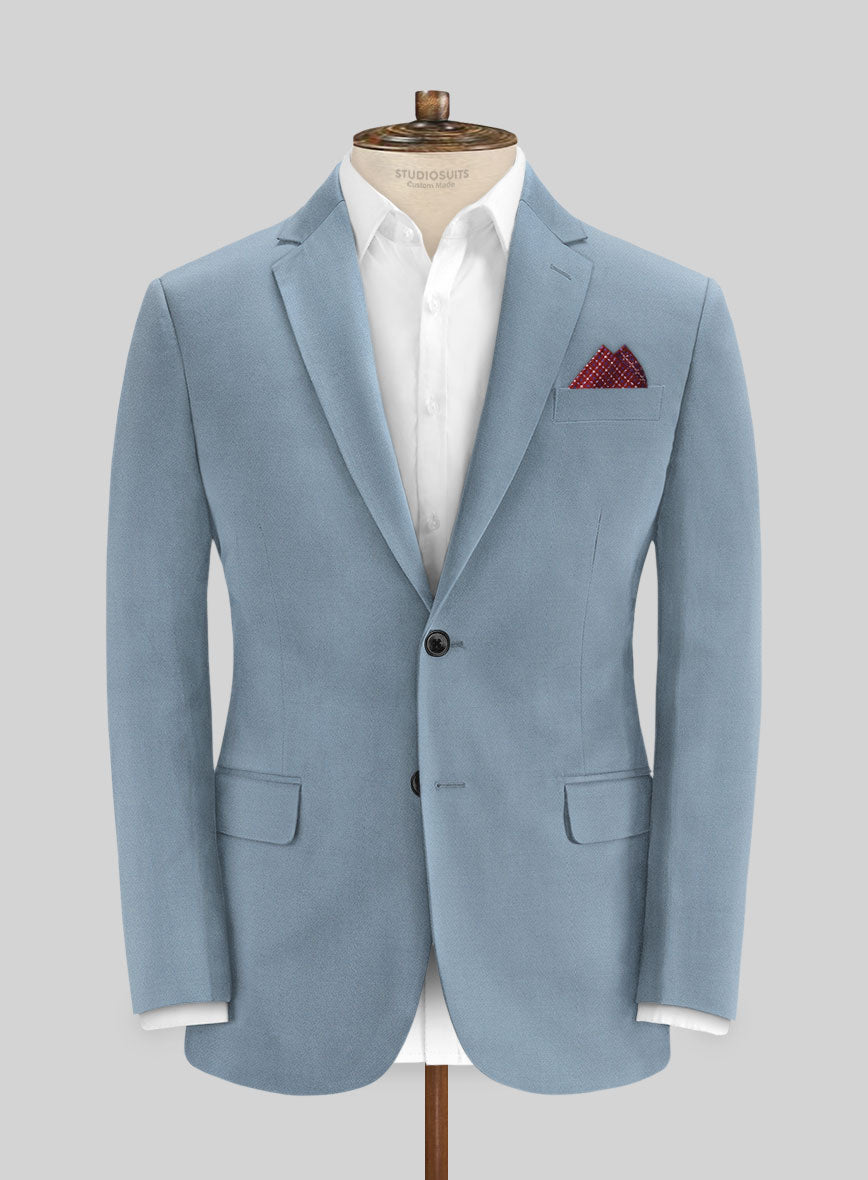 Italian Powder Blue Cotton Jacket - StudioSuits