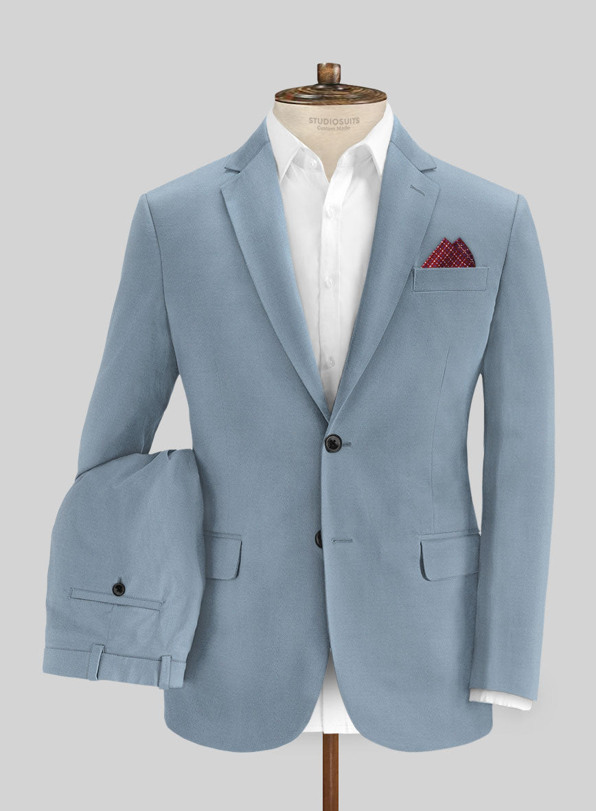 Men's Italian Powder Blue Cotton Stretch Suit by StudioSuits Men's Italian Powder Blue Cotton Stretch Suit by StudioSuits