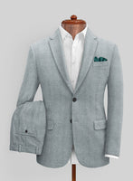 Italian Wide Herringbone Light Blue Tweed Suit - StudioSuits
