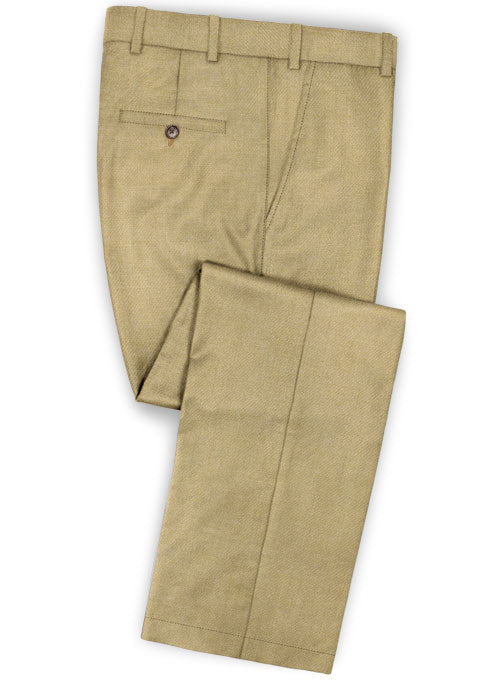 Italian Khaki Twill Linen Pants - StudioSuits