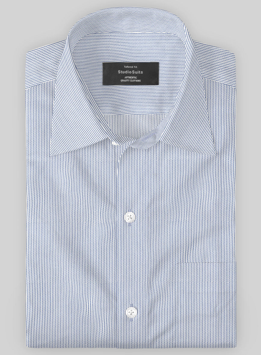 Italian Lombardo Hawkes Blue Pinstripe Shirt – StudioSuits