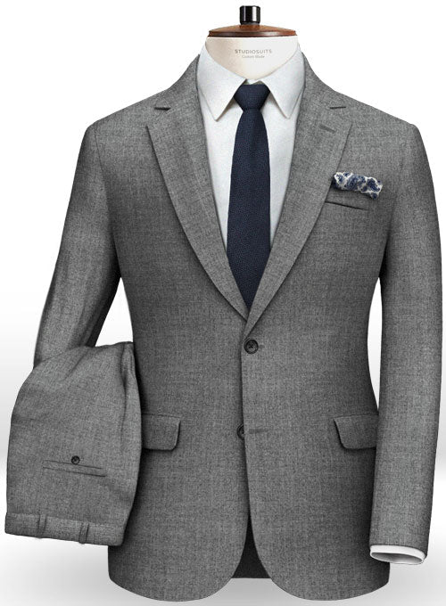 Italian Mid Gray Angora Wool Suit - StudioSuits