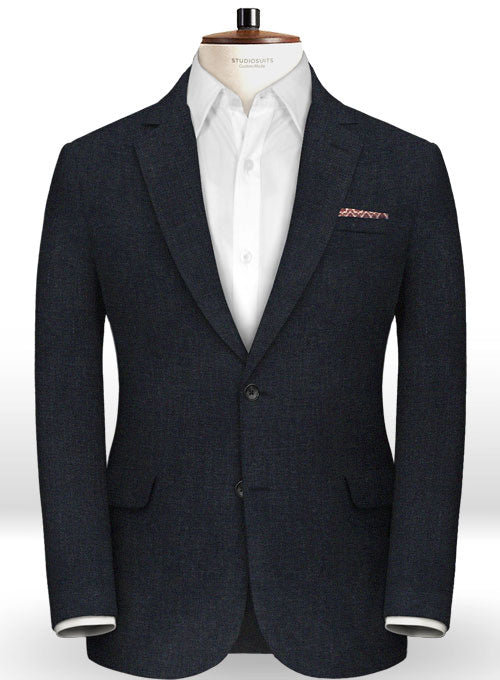 Italian Navy Blue Twill Linen Suit - StudioSuits