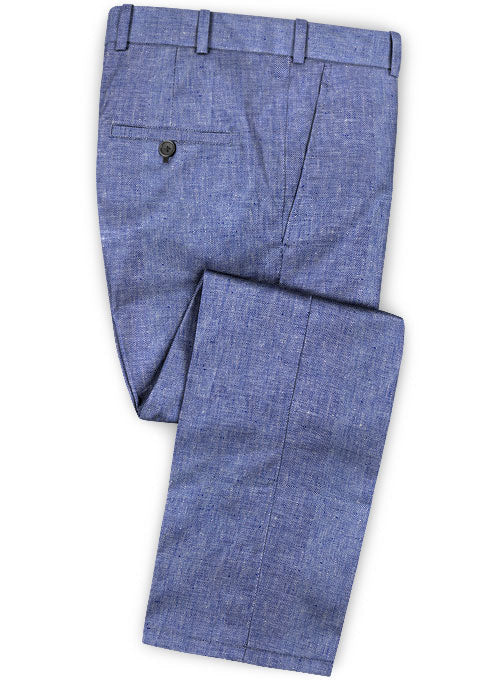 Italian Spring Royal Blue Linen Pants - StudioSuits