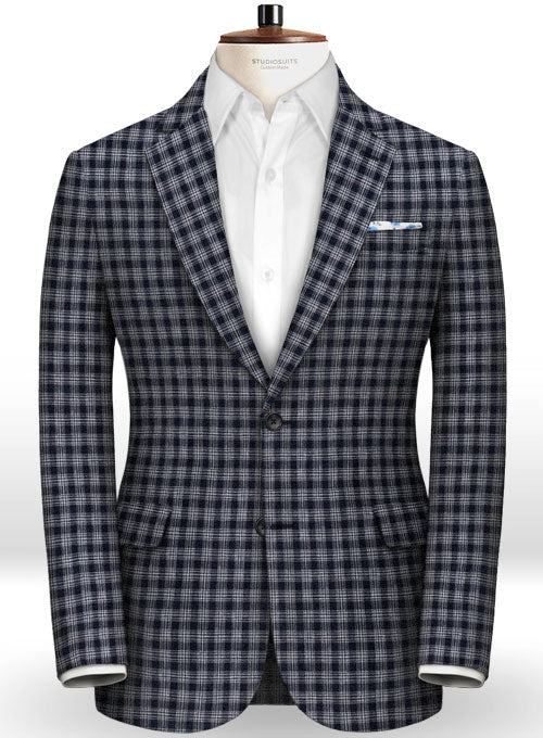 Italian Ted Blue Checks Linen Jacket - StudioSuits