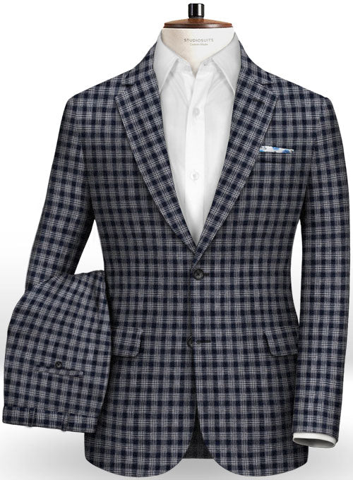 Italian Ted Blue Checks Linen Suit - StudioSuits