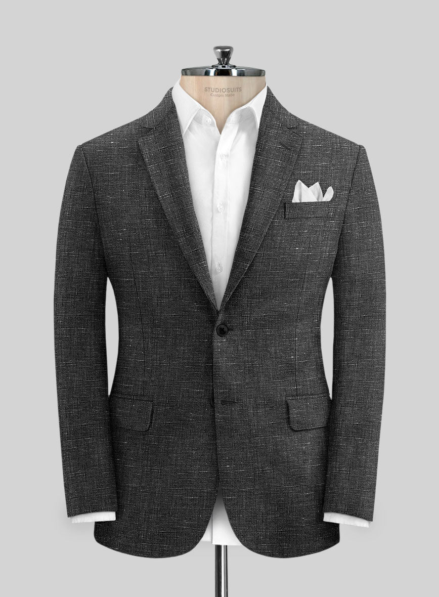 Italian Prato Black Chambray Linen Suit - StudioSuits