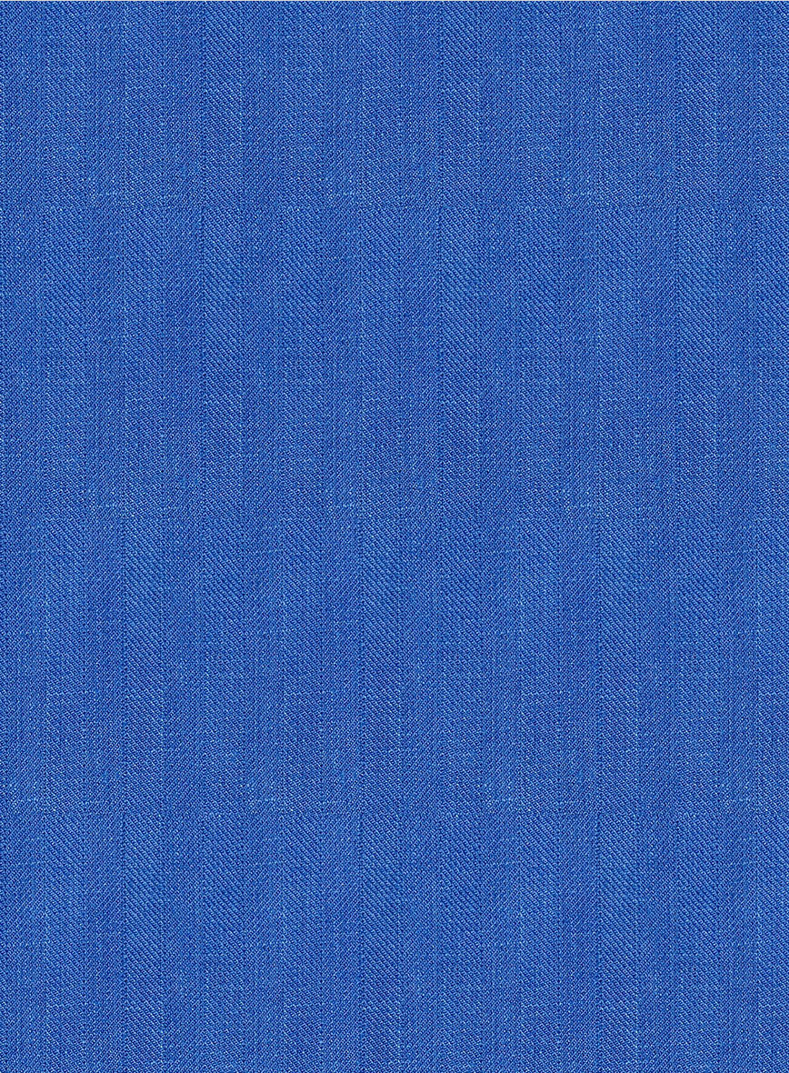 Italian Prato Electric Blue Herringbone Linen Pants - StudioSuits