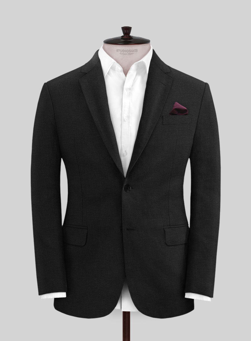 Italian Prato Black Dobby Linen Jacket – StudioSuits