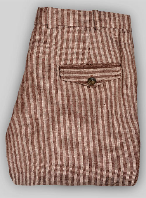 Italian Brown Stripe Linen Pants - StudioSuits