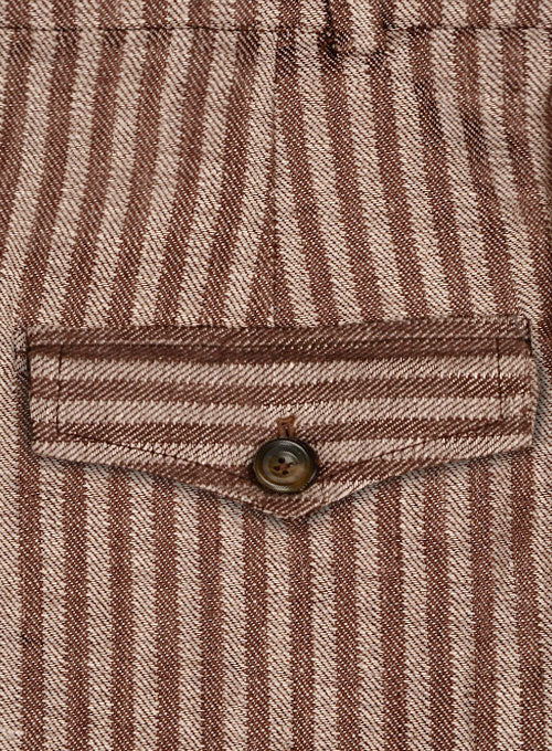 Italian Brown Stripe Linen Pants - StudioSuits