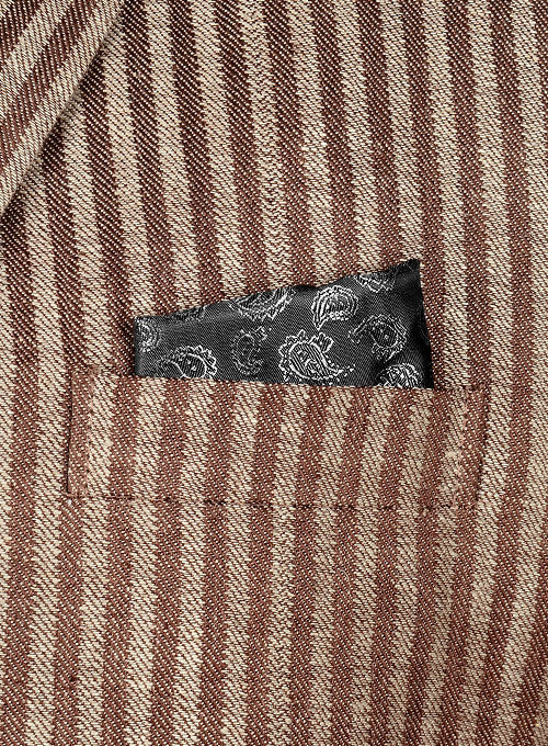 Italian Brown Stripe Linen Suit - StudioSuits