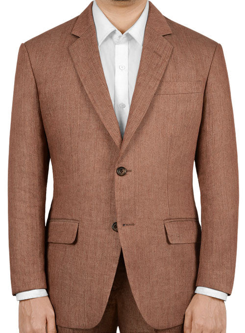 Italian Brown Twill Linen Jacket - StudioSuits