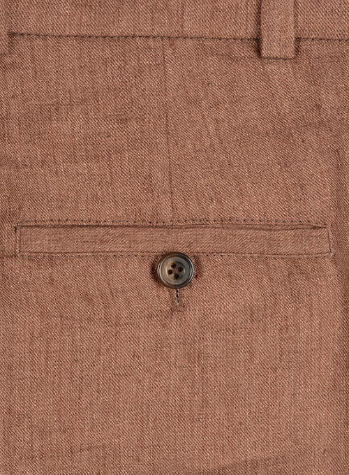 Italian Brown Twill Linen Pants - StudioSuits
