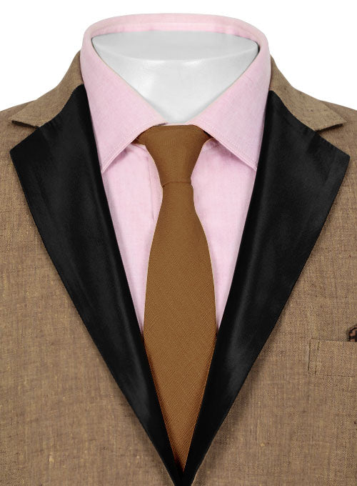Italian Casa Brown Linen Tuxedo Jacket - StudioSuits