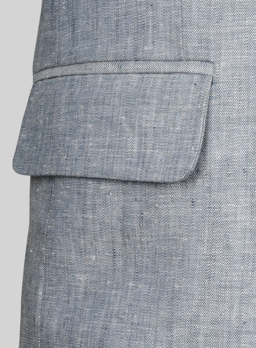 Italian Celeste Blue Linen Jacket - StudioSuits