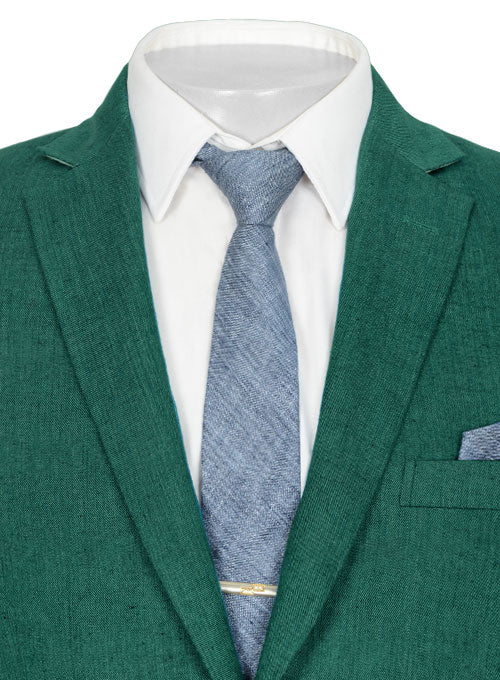 Italian Denim Green Linen Jacket - StudioSuits