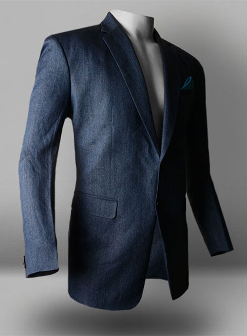 Italian Denim Indigo Linen Jacket - StudioSuits