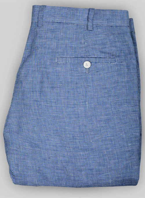 Italian Morocco Blue Linen Pants - StudioSuits