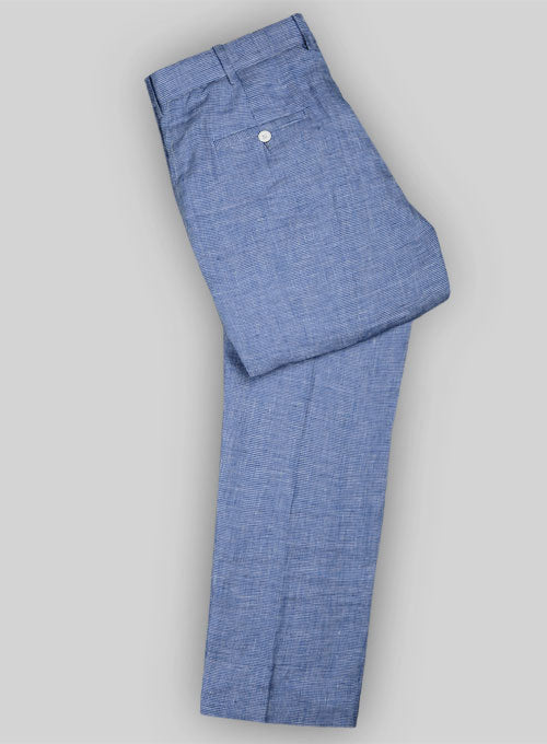 Italian Morocco Blue Linen Pants - StudioSuits